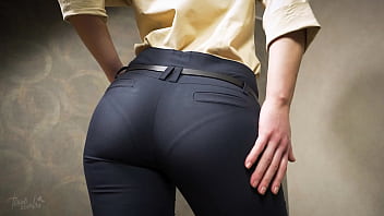 Perfect Ass Asian In Tight Work Trousers Teases Visible Panty Line free video